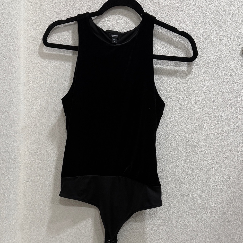 Express Velvet Black Bodysuit